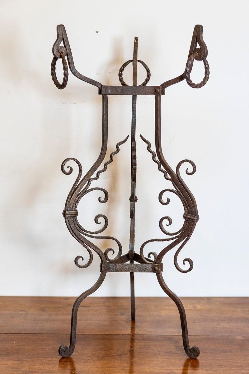 Italian circa 1900 Pair of Wrought-Iron Plant Stands with Scrolling Motifs - JAA