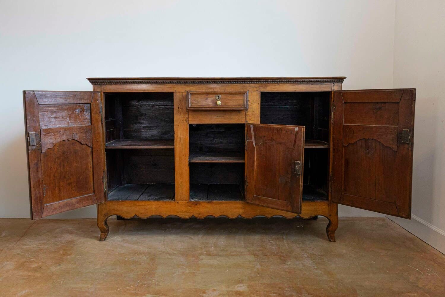 French 18th Century Louis XV Cherry Enfilade with Single Drawer and Three Doors - JAA