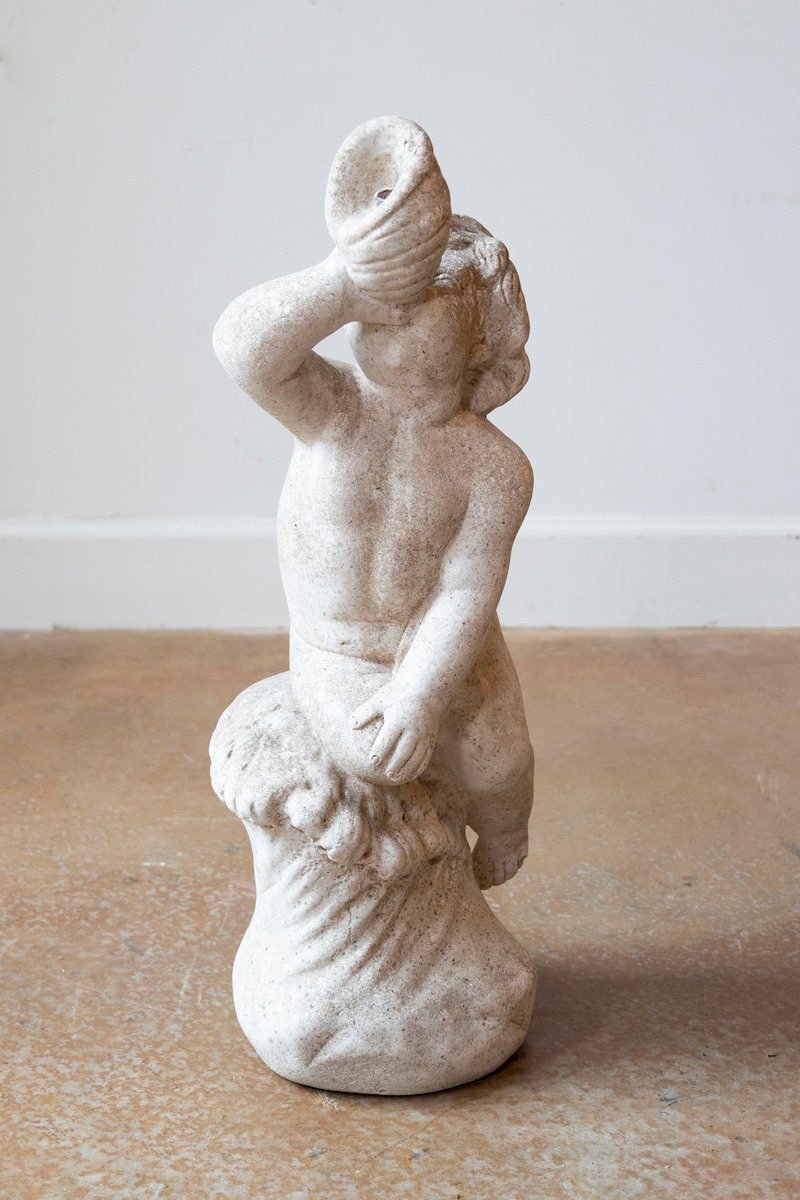 Swedish 20th Century Marble Cherub Statue - JAA
