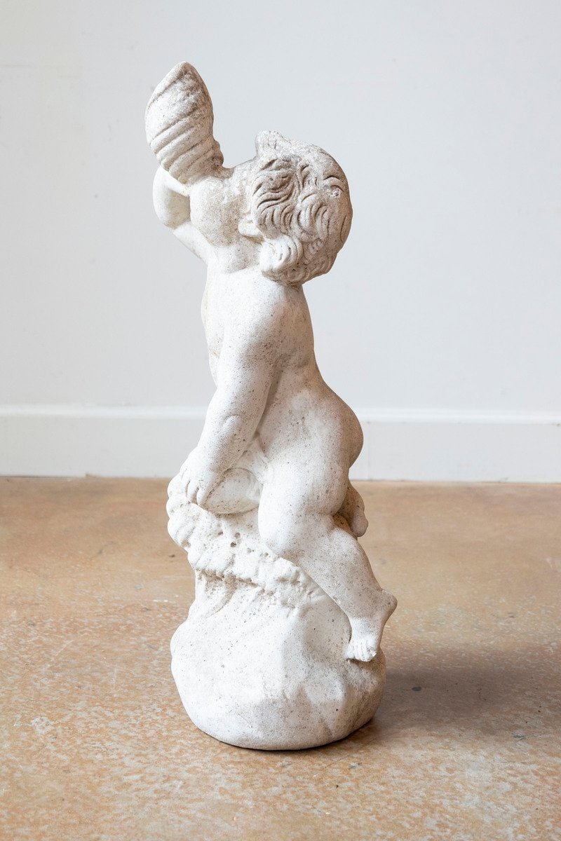 Swedish 20th Century Marble Cherub Statue - JAA