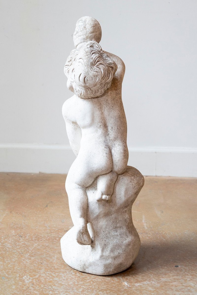 Swedish 20th Century Marble Cherub Statue - JAA
