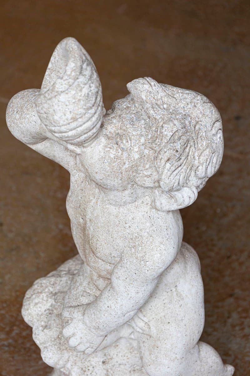 Swedish 20th Century Marble Cherub Statue - JAA