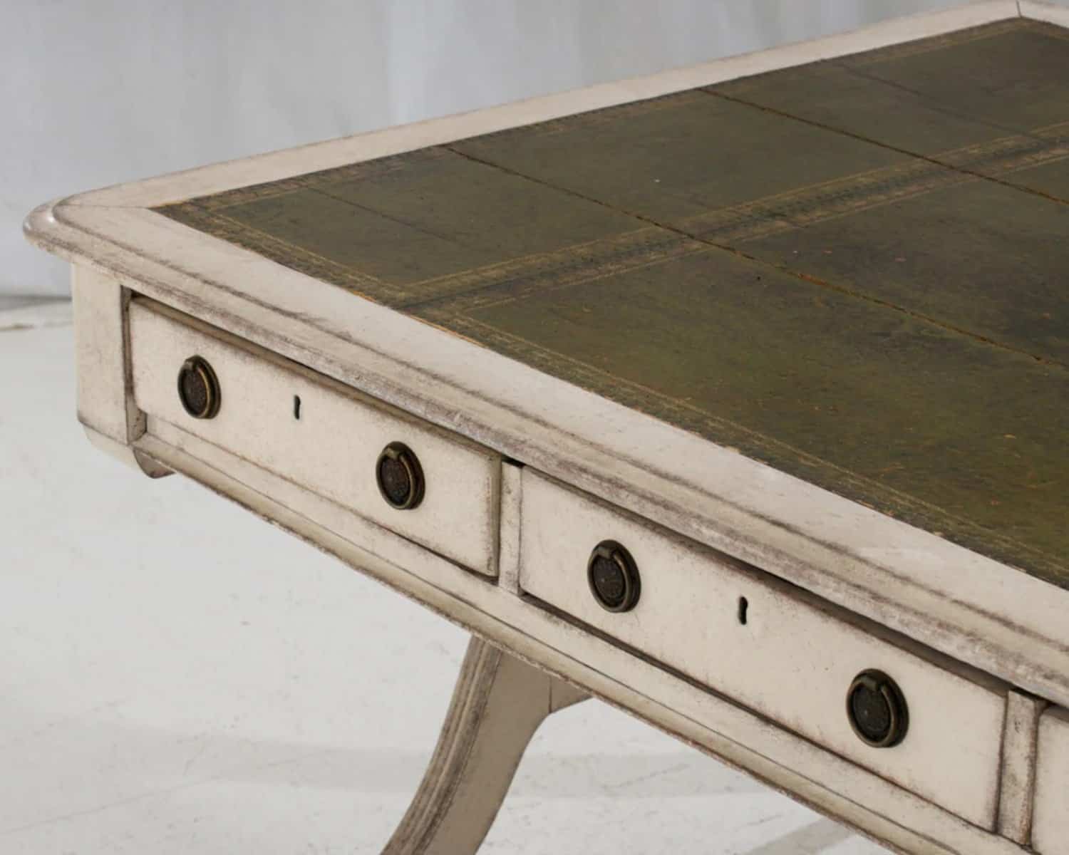 European Early 19th Century Partners Desk with Bronze Mounts and Leather Top, c.1820 - JAA