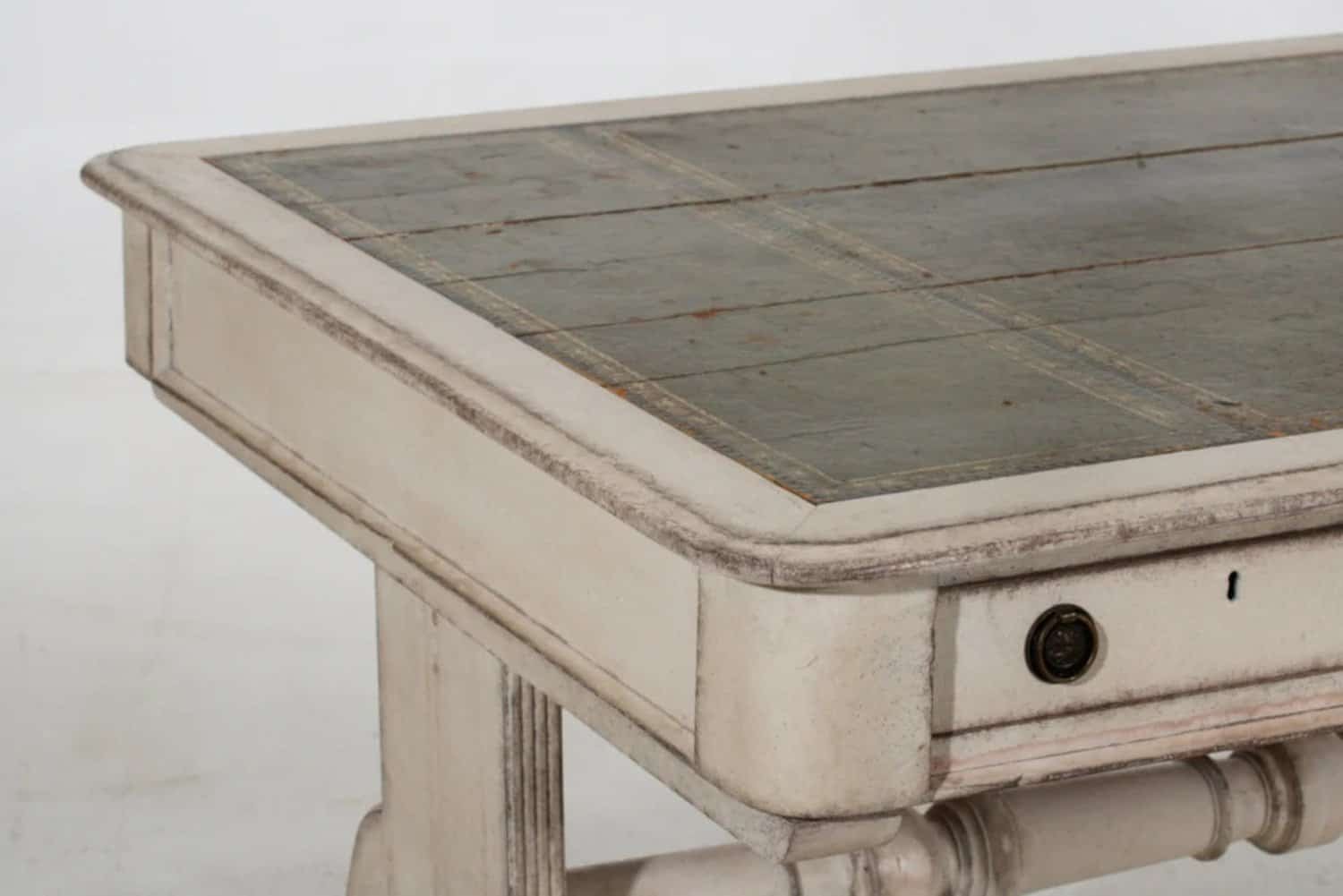 European Early 19th Century Partners Desk with Bronze Mounts and Leather Top, c.1820 - JAA