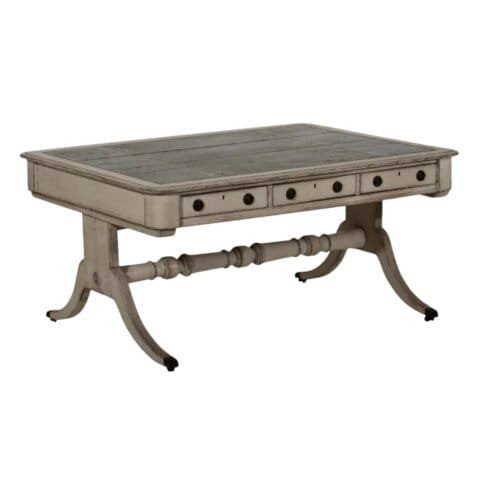 European Early 19th Century Partners Desk with Bronze Mounts and Leather Top, c.1820