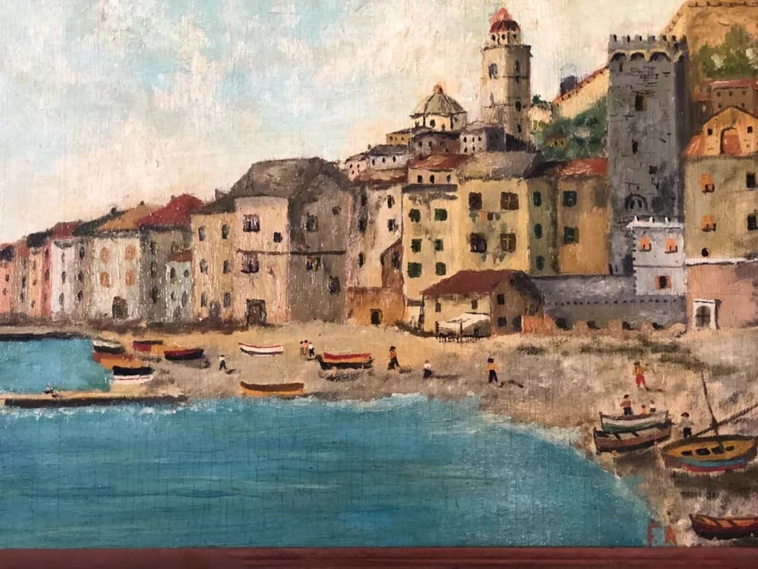 ON HOLD - Andrea Folis Oil on panel Ligurian coast early 1900s signed - JAA