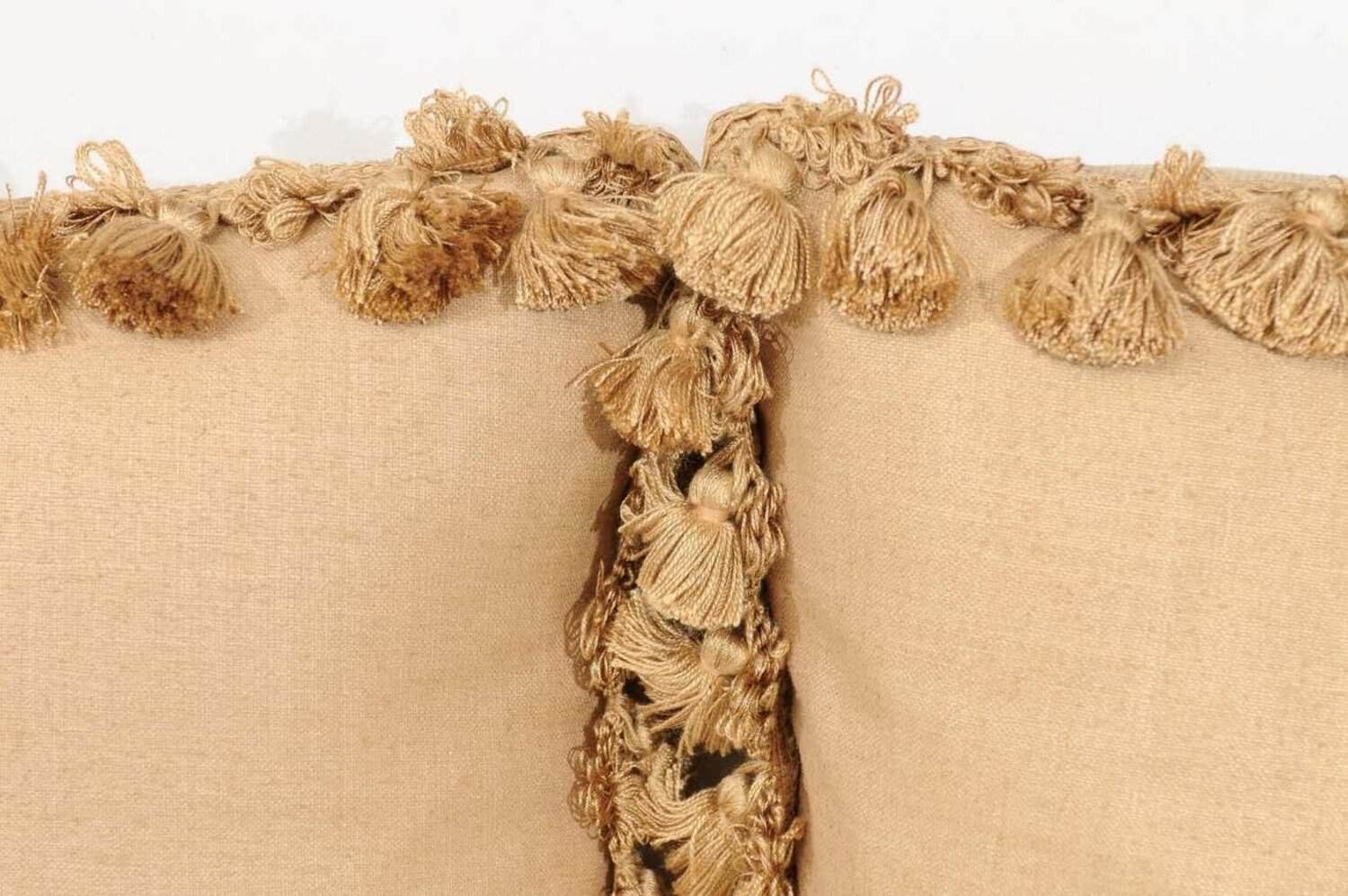 French 19th Century Aubusson Woven Tapestry Pillow with Roses and Tassels - JAA