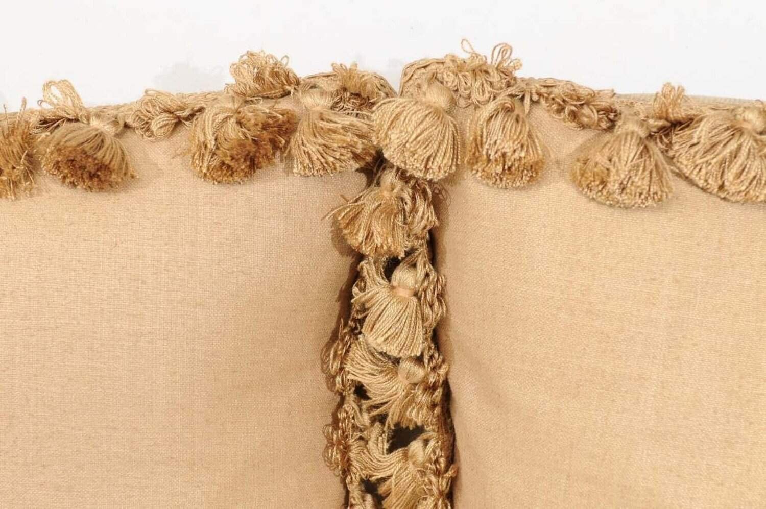 French 19th Century Aubusson Woven Tapestry Pillow with Roses and Tassels - JAA