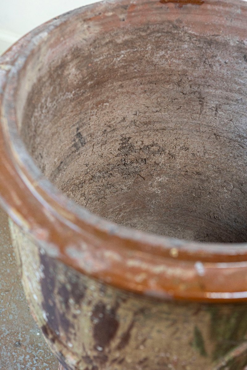 French 19th Century Large Boisset Anduze Jar with Brown, Green Glaze and Swags - JAA