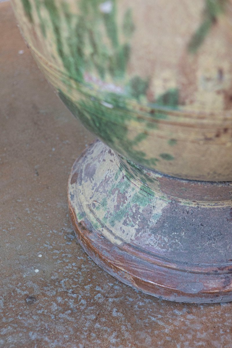 French 19th Century Large Boisset Anduze Jar with Brown, Green Glaze and Swags - JAA