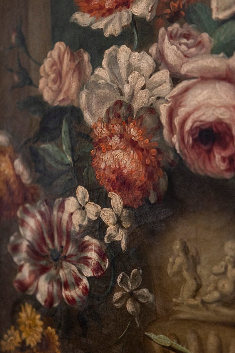 French Framed Still-Life Oil Painting Depicting a Bouquet of Flowers, circa 1850 - JAA