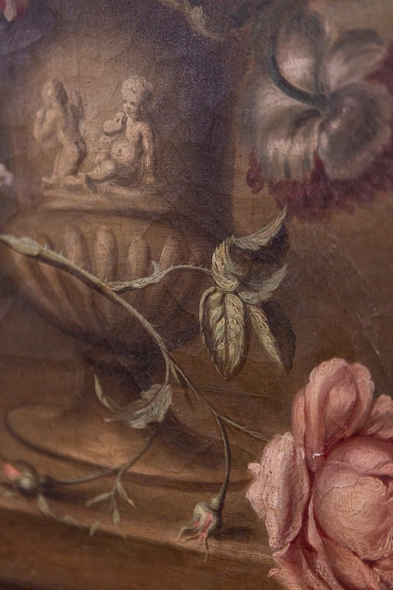 French Framed Still-Life Oil Painting Depicting a Bouquet of Flowers, circa 1850 - JAA