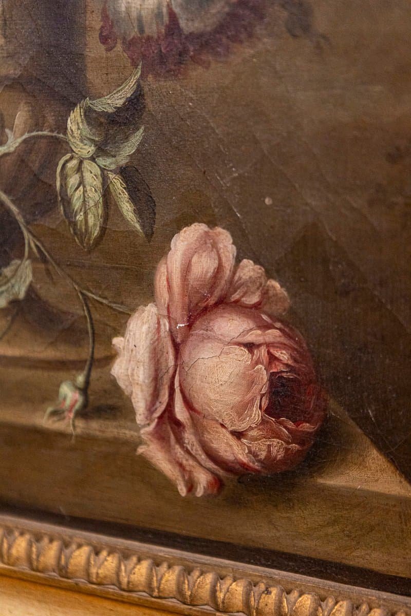 French Framed Still-Life Oil Painting Depicting a Bouquet of Flowers, circa 1850 - JAA