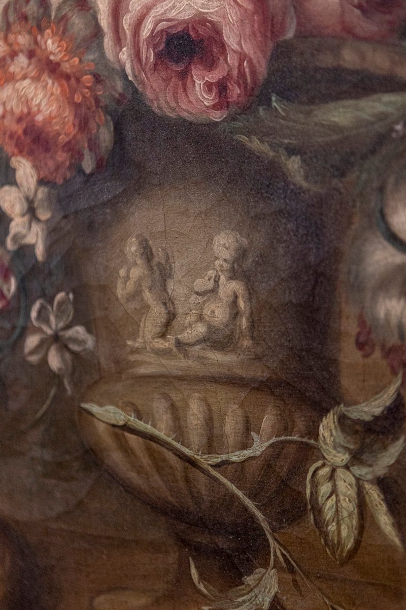 French Framed Still-Life Oil Painting Depicting a Bouquet of Flowers, circa 1850 - JAA