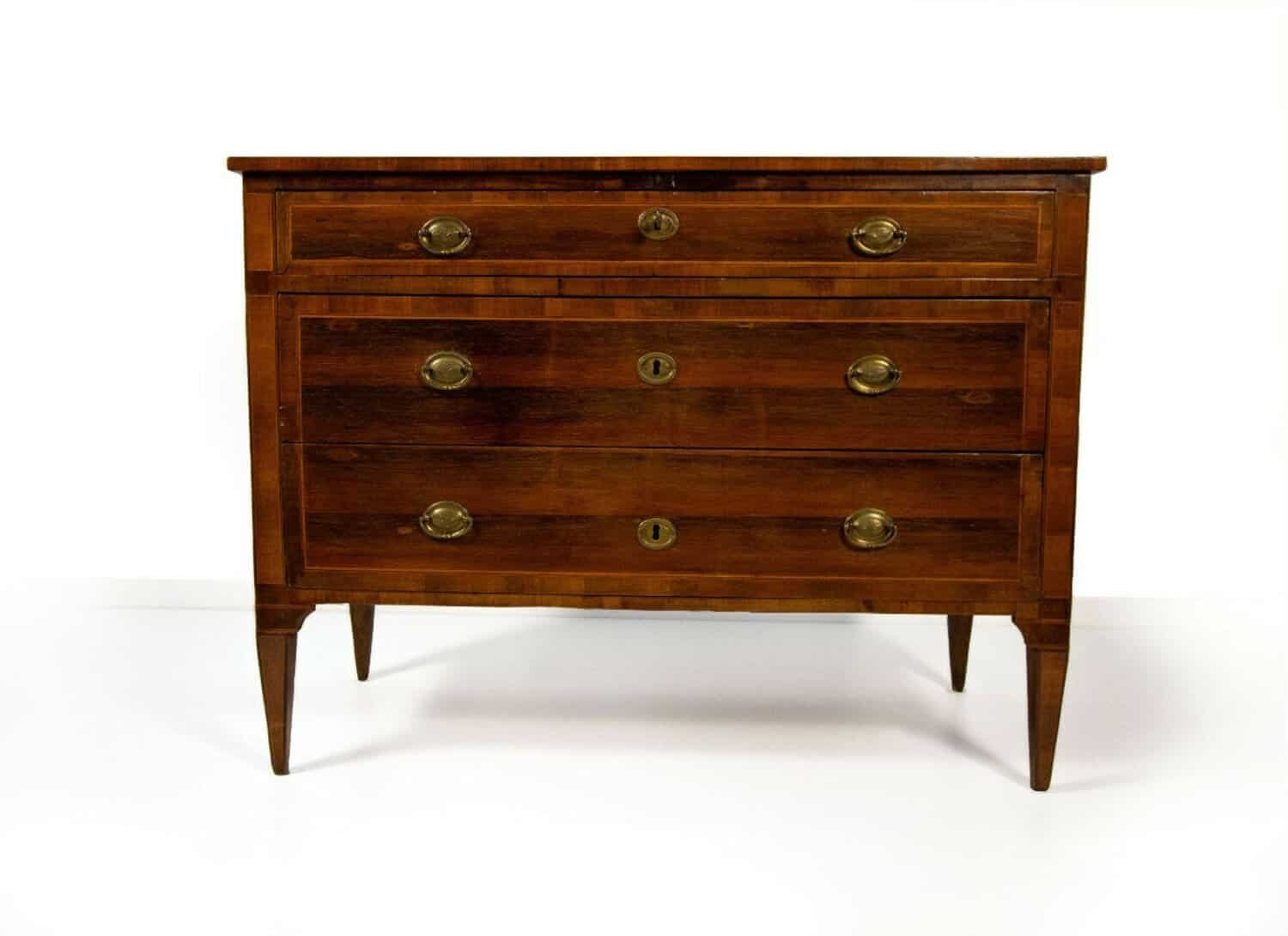 Chest Of Drawers Veneered In Rosewood And Various Woods, Late 18th Century
