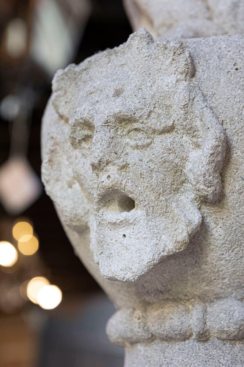 Italian 1850s Carved Stone Two-Tiered Garden Fountain with Putti Motifs - JAA