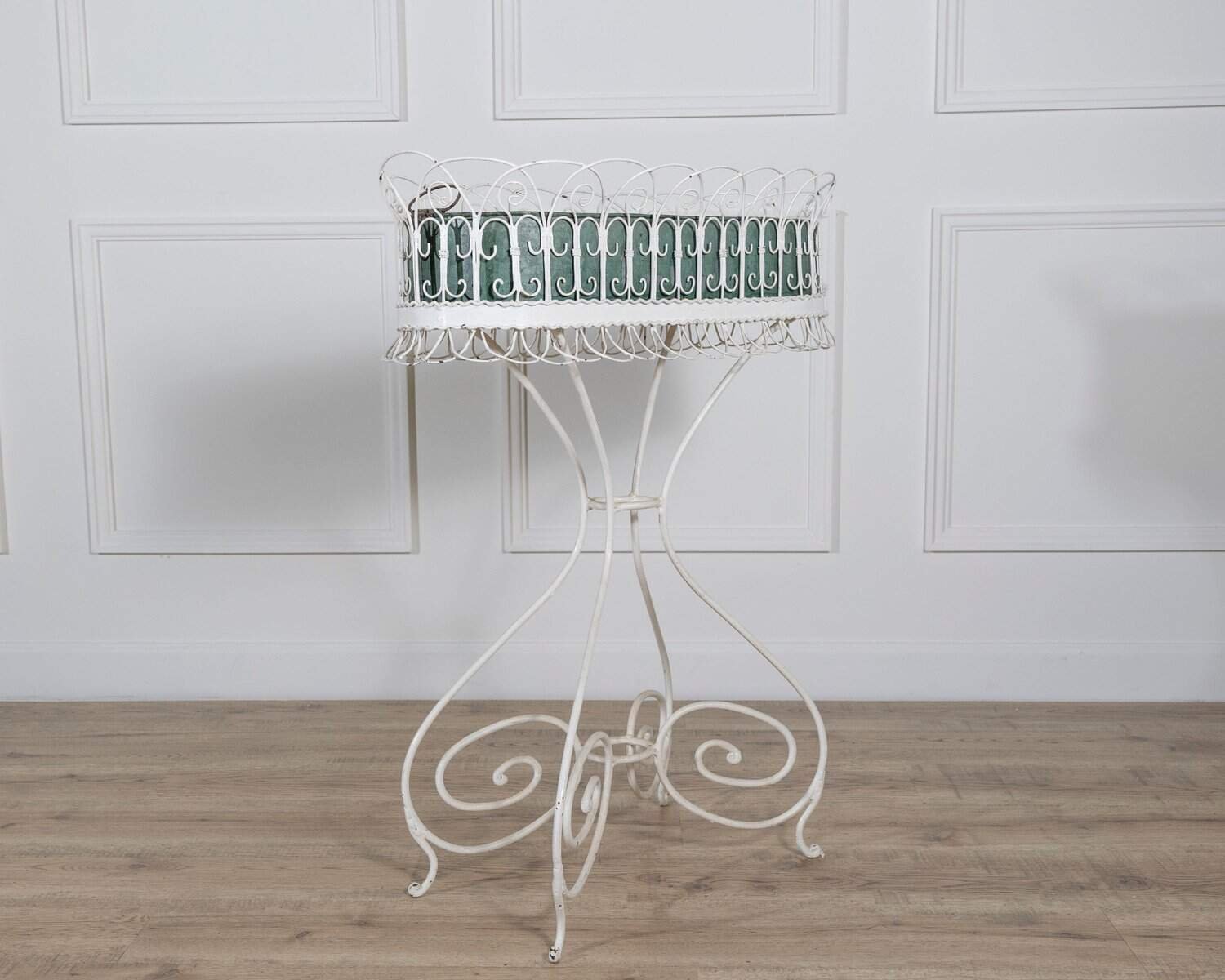 French 20th Century Wrought Iron Planter with Scrollwork Stand - JAA