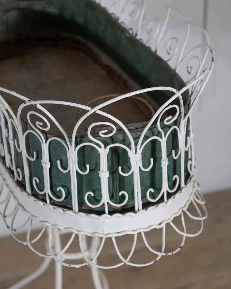 French 20th Century Wrought Iron Planter with Scrollwork Stand - JAA