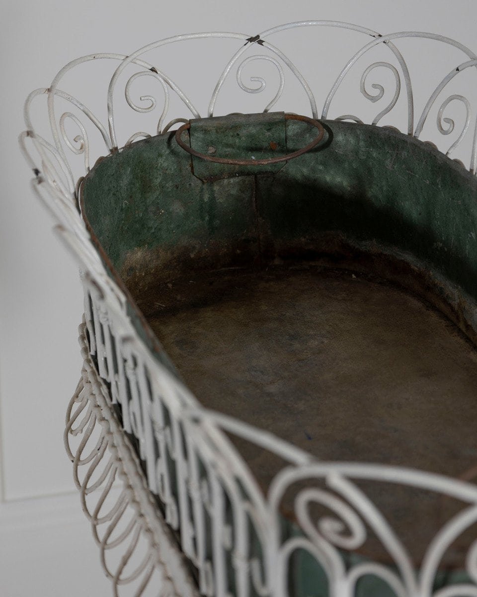French 20th Century Wrought Iron Planter with Scrollwork Stand - JAA
