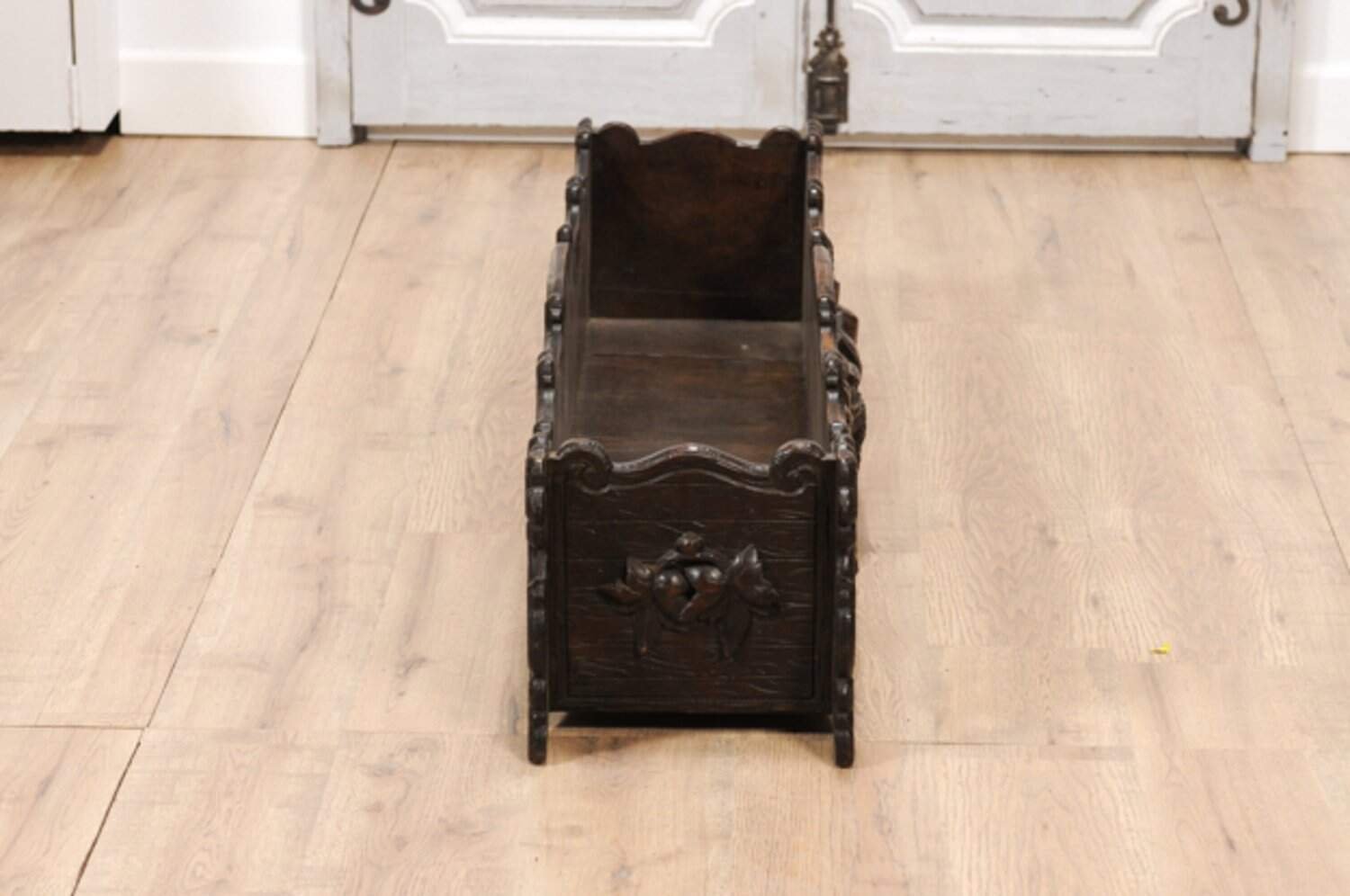 French 1890s Oak Planter with Carved Gardening Themed Frieze - JAA