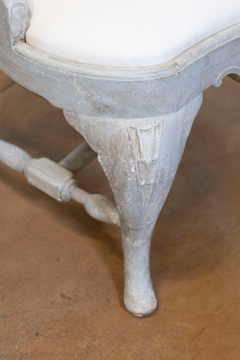 Pair of Swedish Rococo Style 1890s Painted Wood Armchairs - JAA