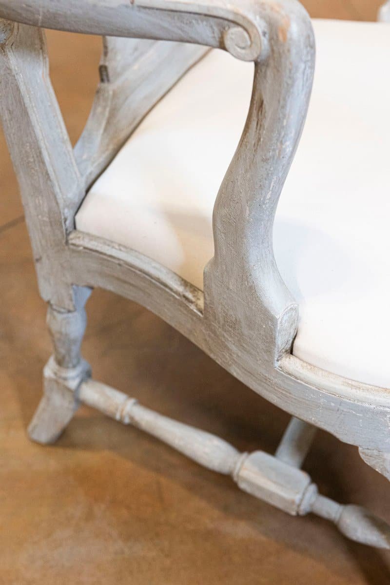 Pair of Swedish Rococo Style 1890s Painted Wood Armchairs - JAA