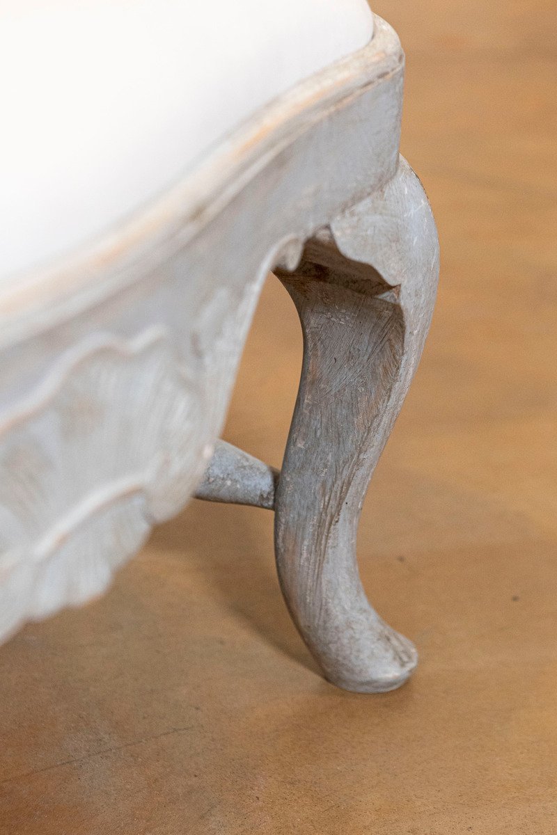 Pair of Swedish Rococo Style 1890s Painted Wood Armchairs - JAA