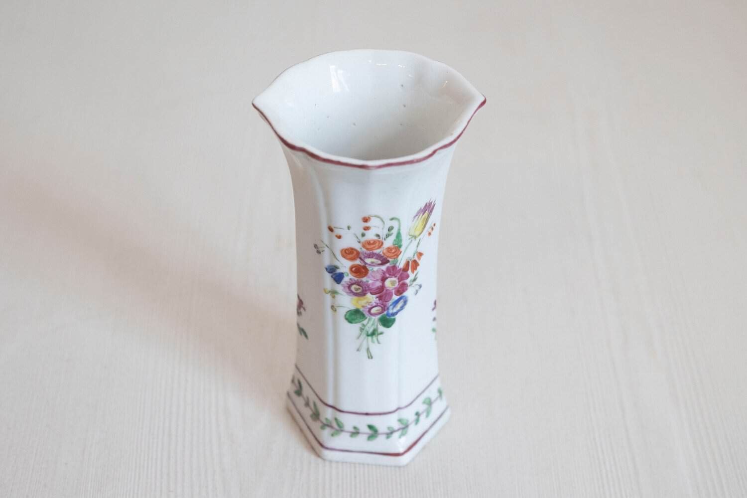 Pair of Italian circa 1805 Porcelain Vases with Colorful Painted Floral Motifs - JAA