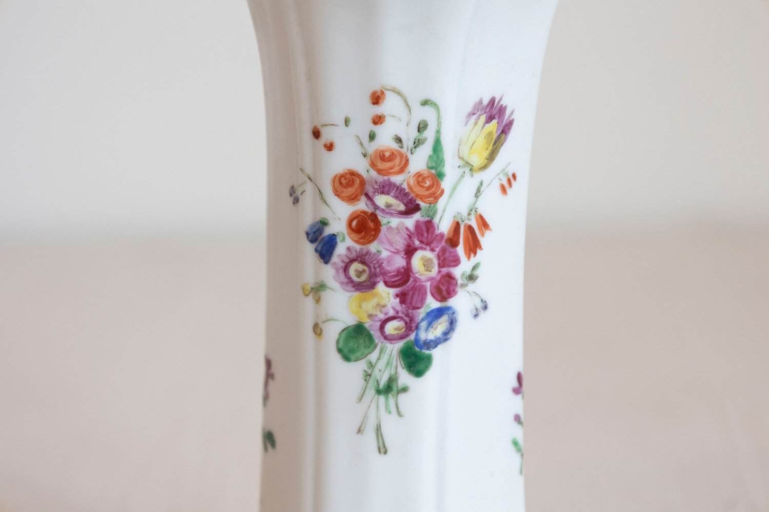 Pair of Italian circa 1805 Porcelain Vases with Colorful Painted Floral Motifs - JAA