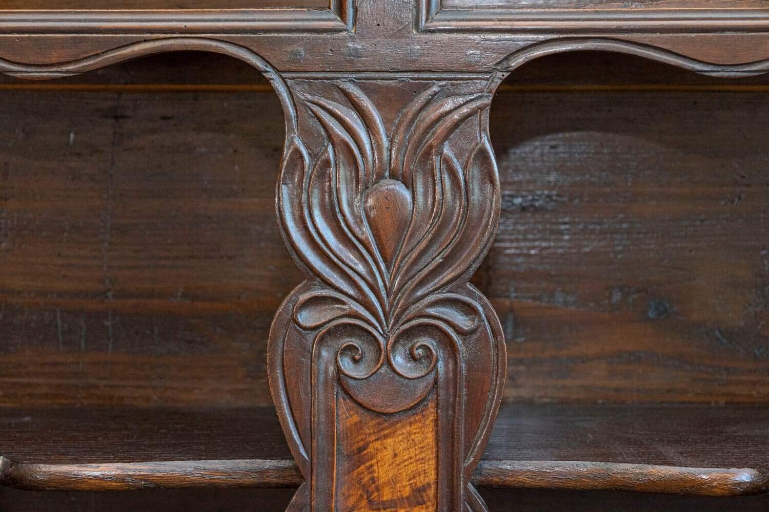 French 1820s Walnut Restoration Vaisselier from Bresse with Burl Wood Panels - JAA