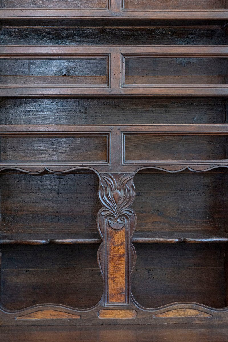 French 1820s Walnut Restoration Vaisselier from Bresse with Burl Wood Panels - JAA