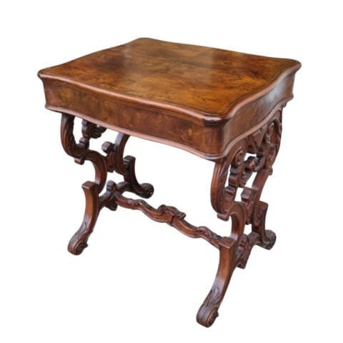 Work Table In Walnut From 1860 With Cherry Inlays Luigi Filippo