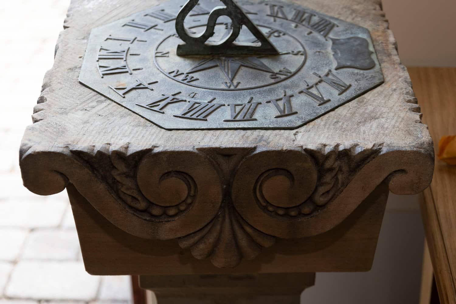 English Late 19th Century Sundial with Carved Limestone and Bronze Top - JAA