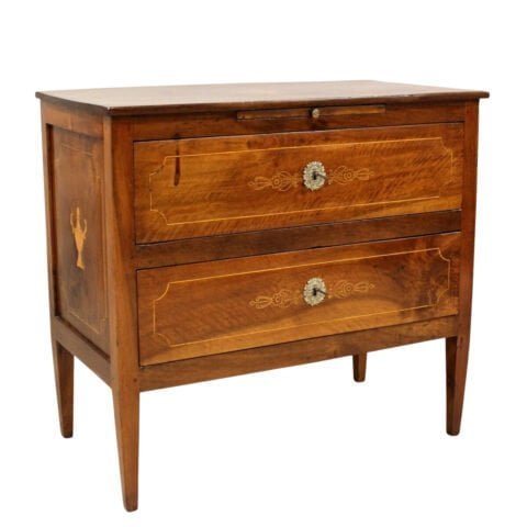 Italian 18th Century Louis XVI Walnut and Marquetry Chest of Drawers