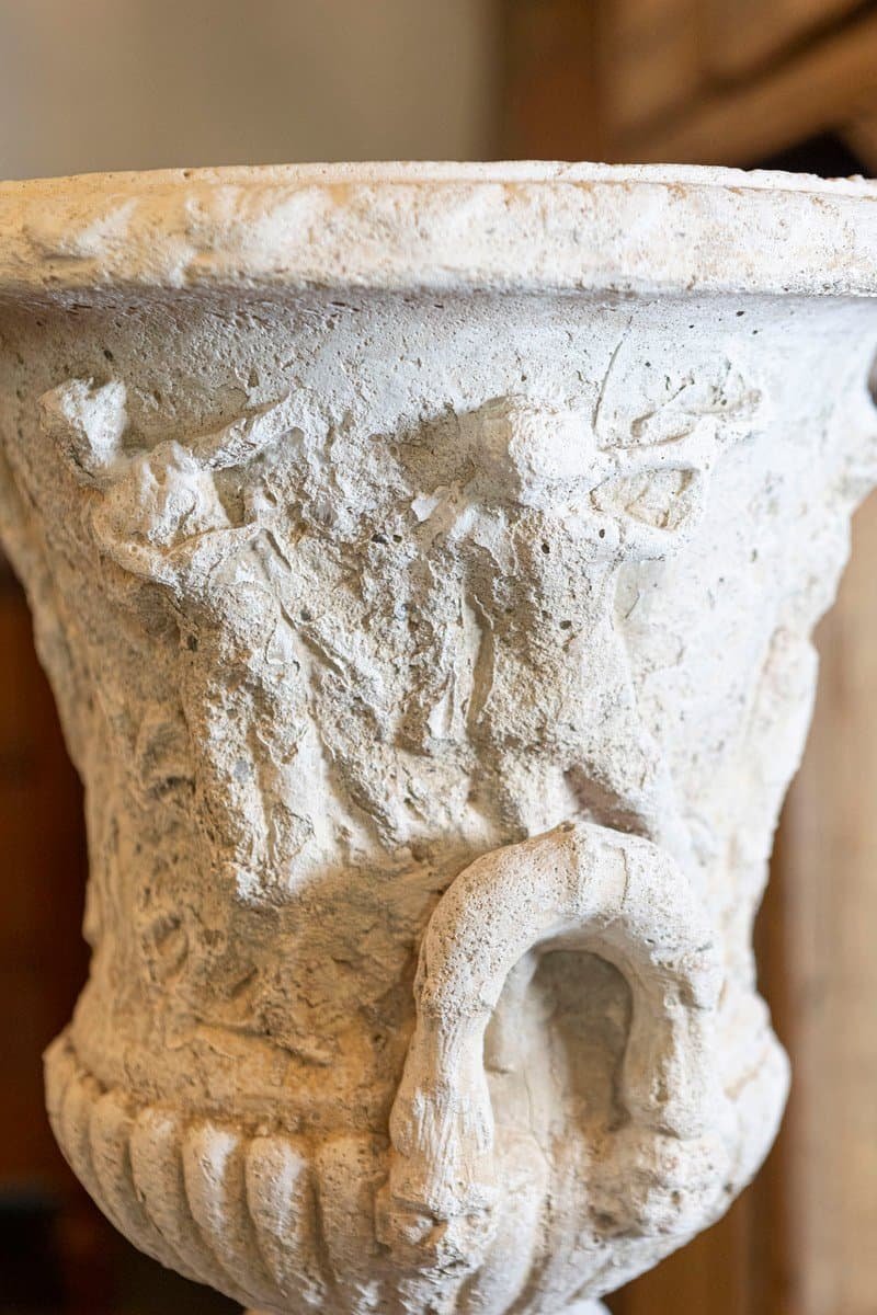 French circa 1870 Provençale Medici Vase Inspired Jardinière with Carved Scenes - JAA