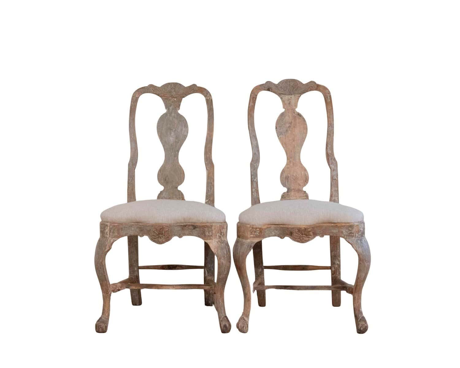 Pair of Swedish Rococo Chairs from Lindome, Circa 1770