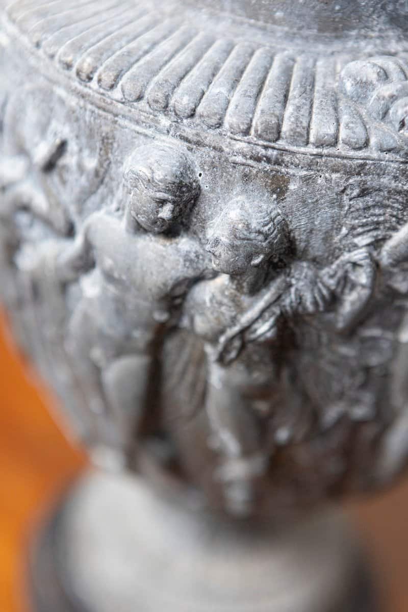 French 19th Century Neoclassical Pair of Baluster Urns with Low-Relief Décor - JAA