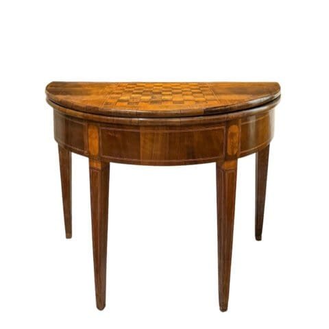 Walnut Half-moon Game Table, Early 19th Century