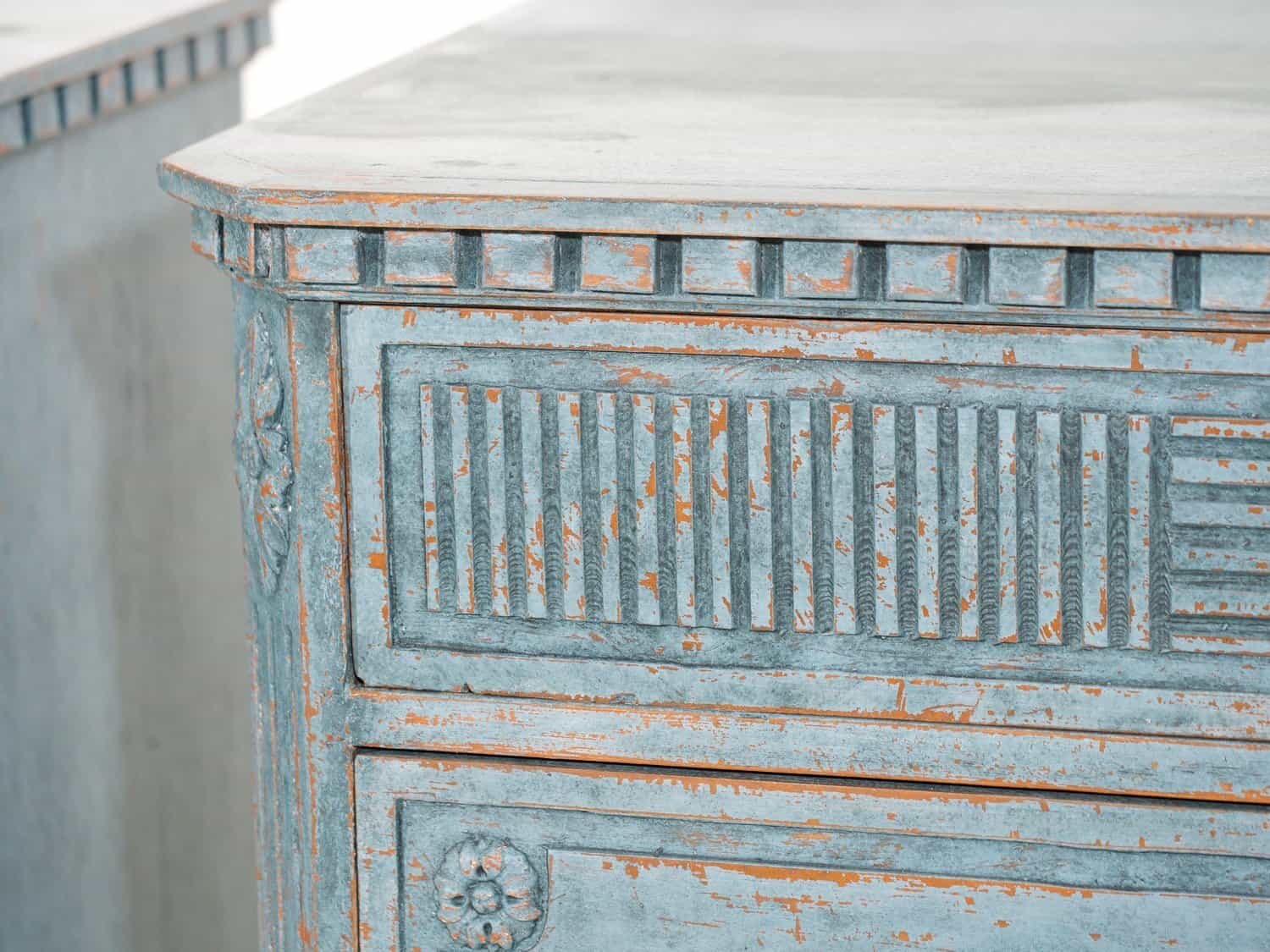 ON HOLD - Swedish Early 20th Century Blue-Painted Commodes, Pair - JAA