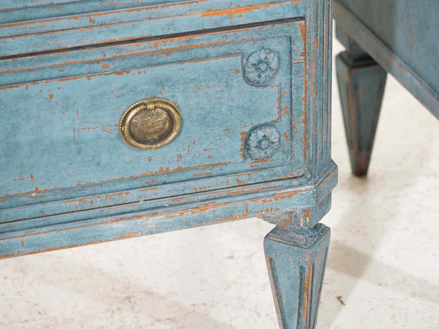 ON HOLD - Swedish Early 20th Century Blue-Painted Commodes, Pair - JAA