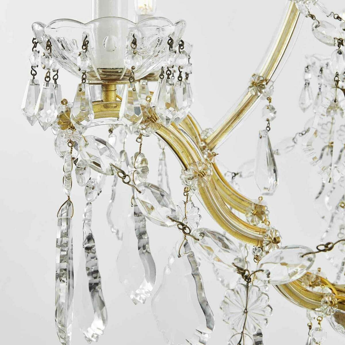 Italian Crystal Chandelier Maria Theresa Seven-Light Pendant 1950s - JAA