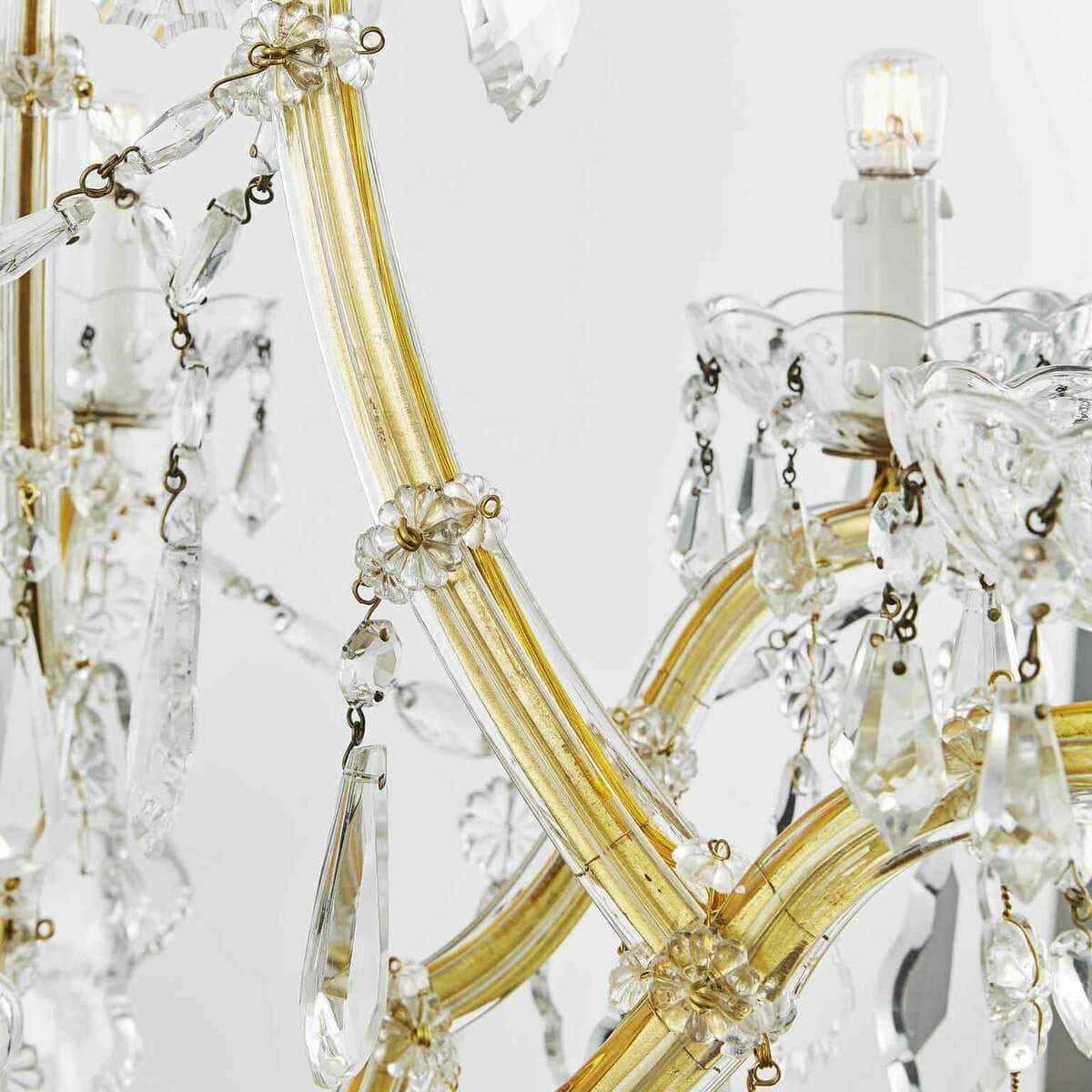 Italian Crystal Chandelier Maria Theresa Seven-Light Pendant 1950s - JAA