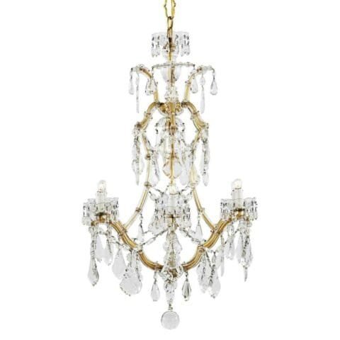 Italian Crystal Chandelier Maria Theresa Seven-Light Pendant 1950s
