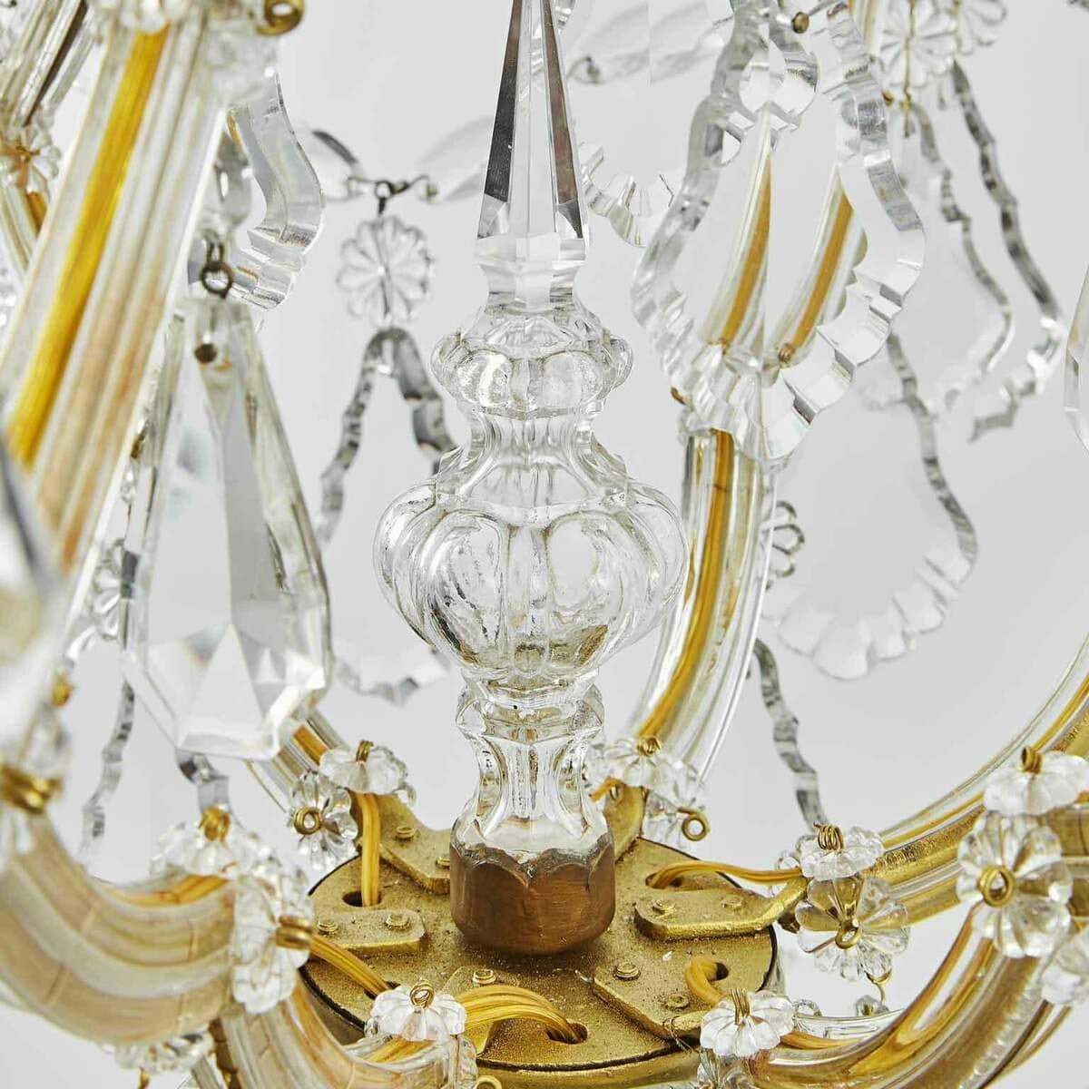 Italian Crystal Chandelier Maria Theresa Seven-Light Pendant 1950s - JAA