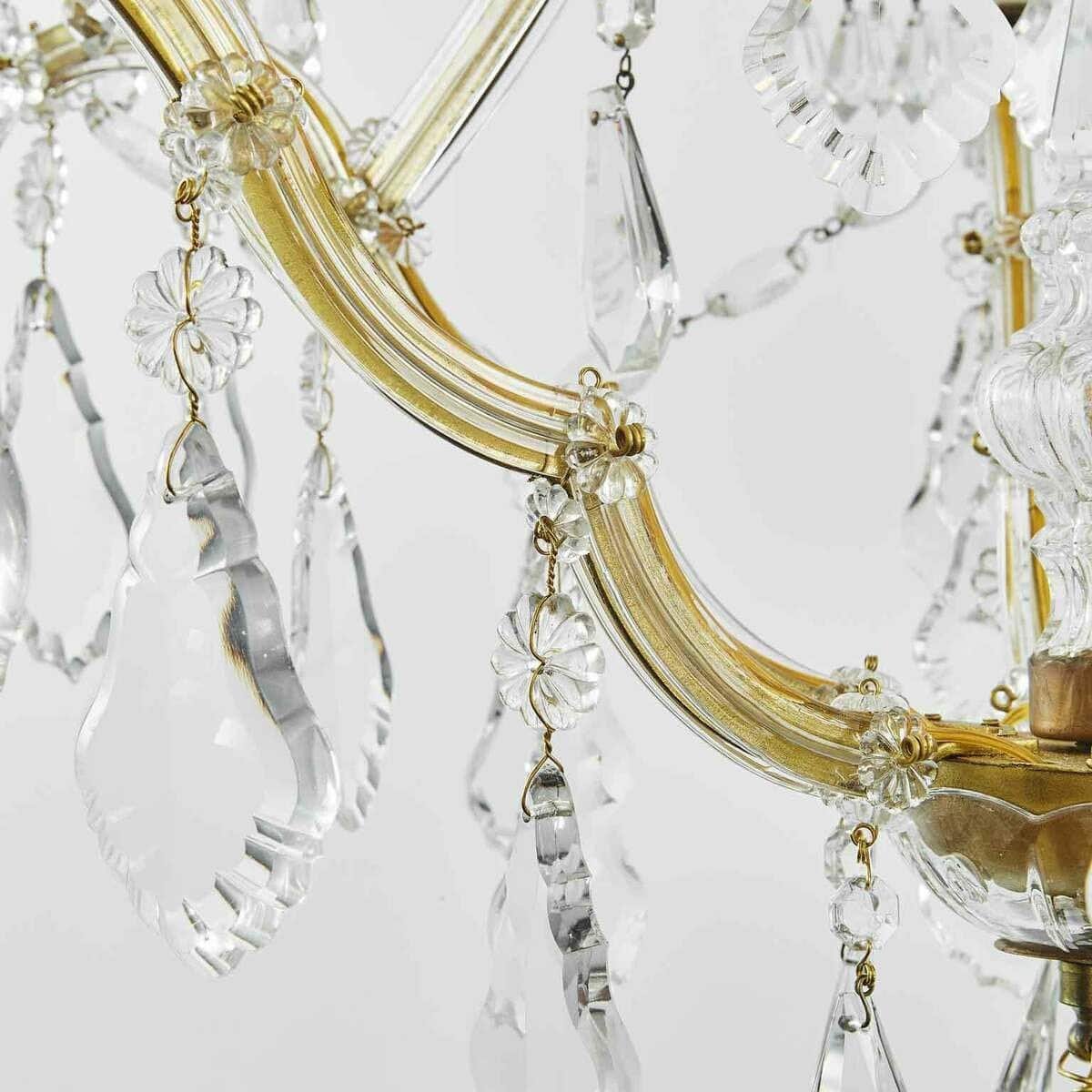 Italian Crystal Chandelier Maria Theresa Seven-Light Pendant 1950s - JAA
