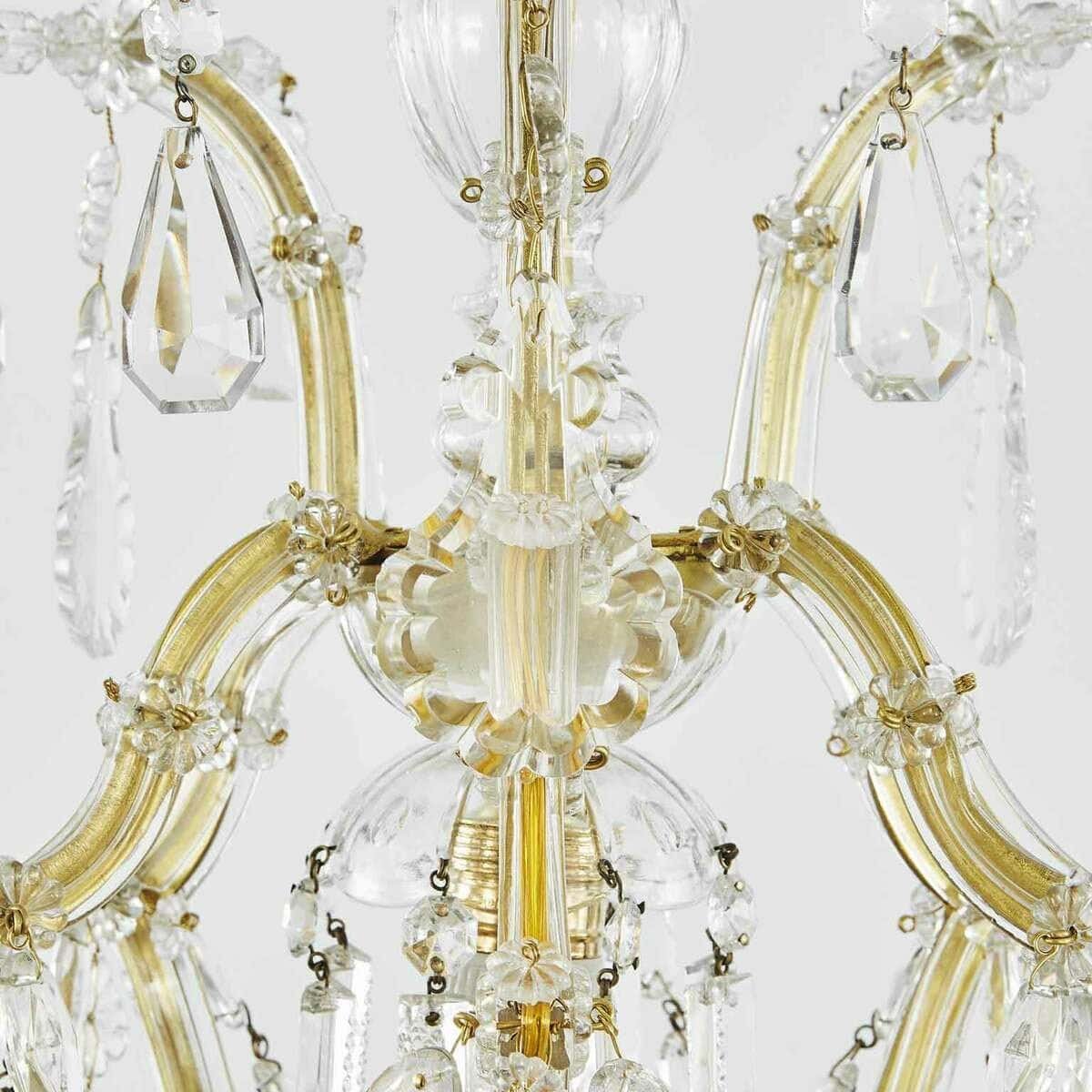 Italian Crystal Chandelier Maria Theresa Seven-Light Pendant 1950s - JAA