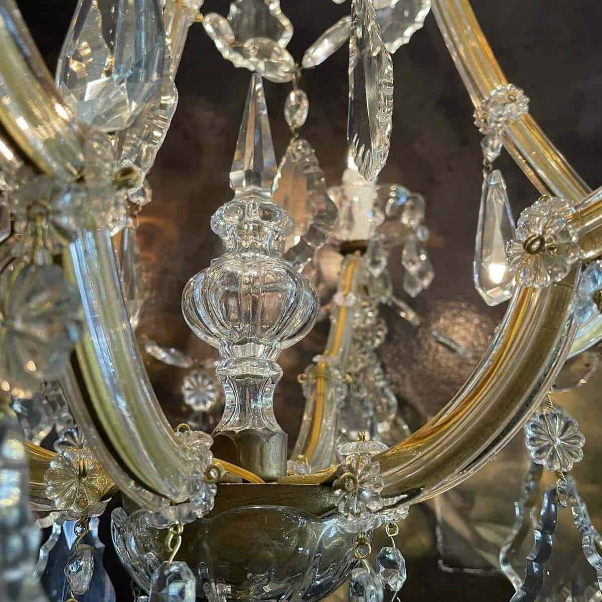 Italian Crystal Chandelier Maria Theresa Seven-Light Pendant 1950s - JAA