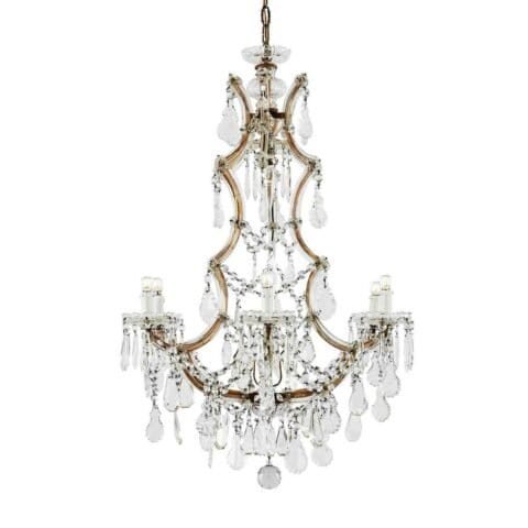 Italian Crystal Seven-light Chandelier Maria Theresa Style 1950s