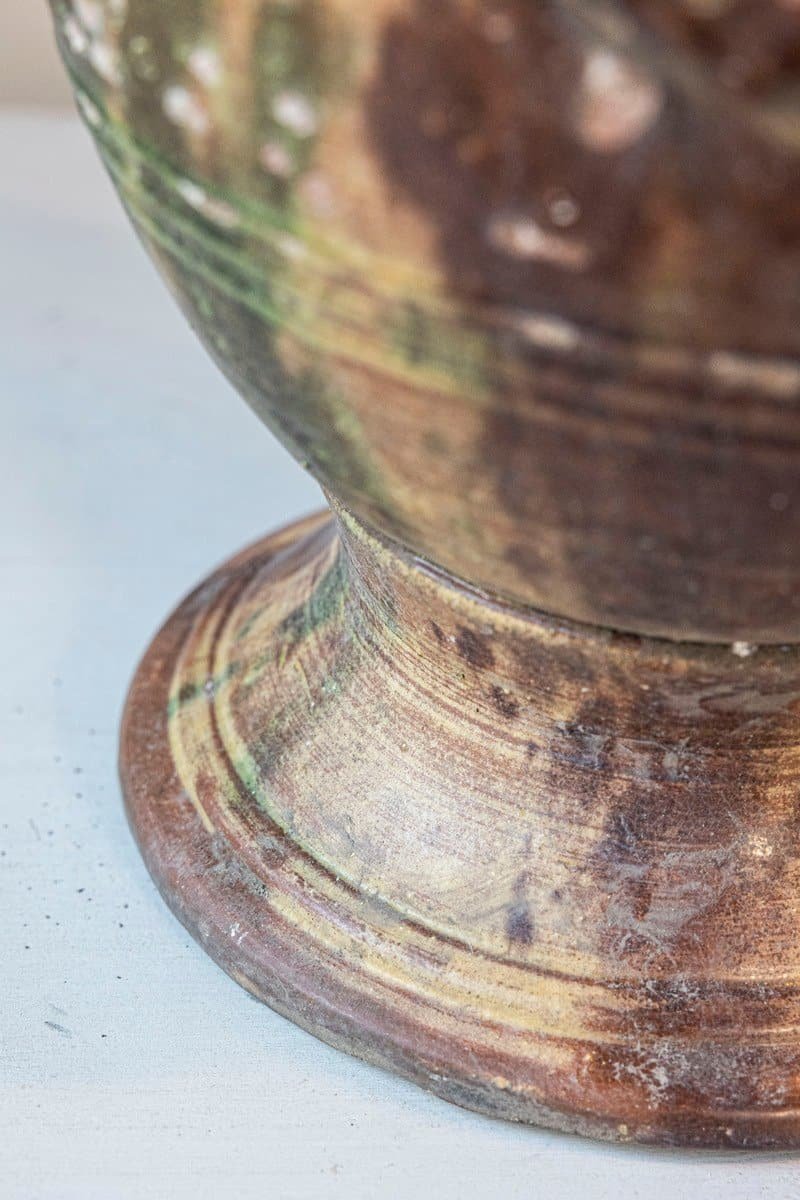 French 19th Century Pair of Anduze Jars with Brown and Green Glaze and Swags - JAA