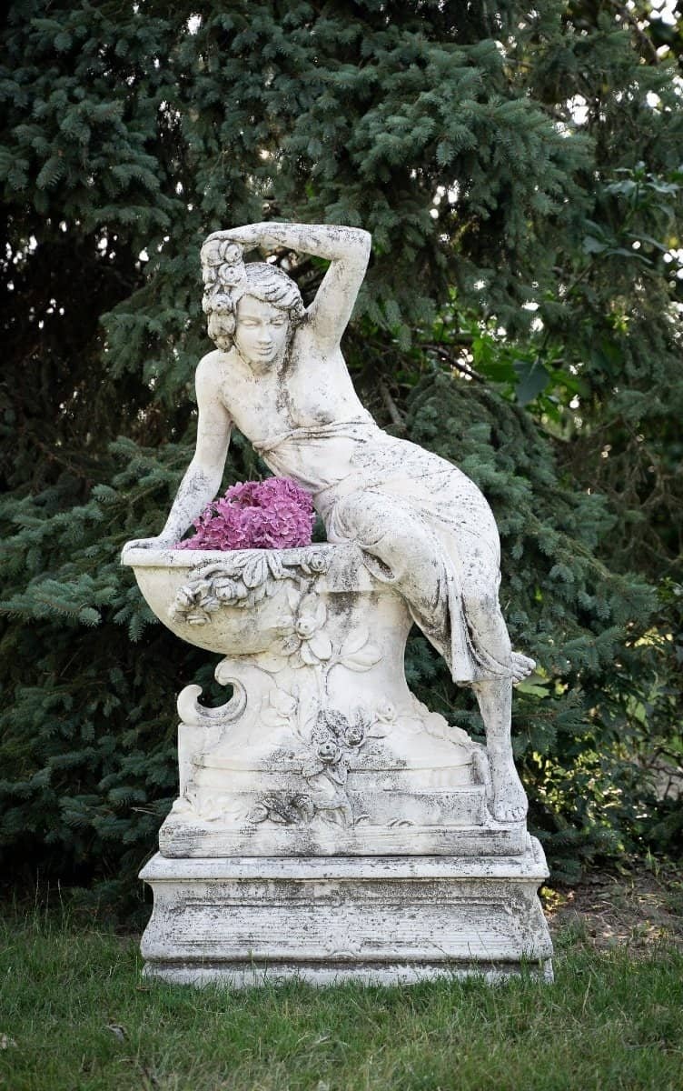 Italian 1930s Liberty-Style Marble-Grit Sculptural Fountain with Seated Female Figure - JAA